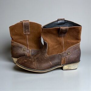 Sterling River Santa Fe Boot Sz 9.5 Brown Leather Suede Pull On Cowgirl Western